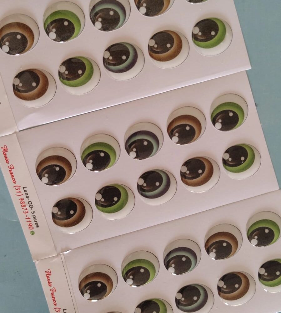 Combo LUNA GG 15 Pares- Olhinhos Olhos Resinados Biscuit e Eva