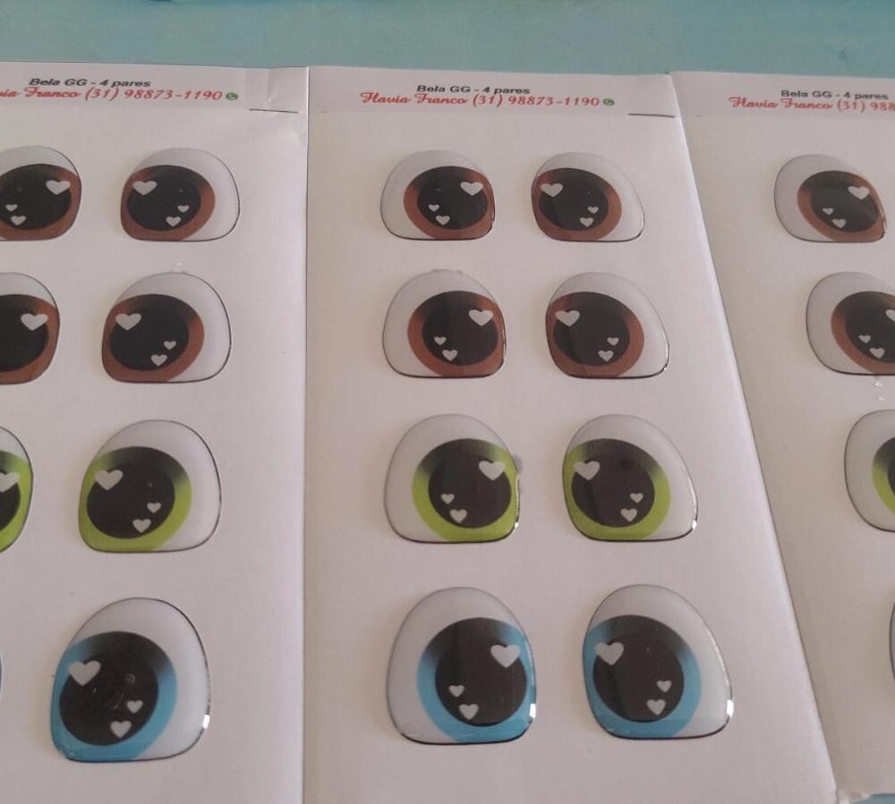 Combo BELA GG 12 Pares- Olhinhos Olhos Resinados Biscuit e Eva