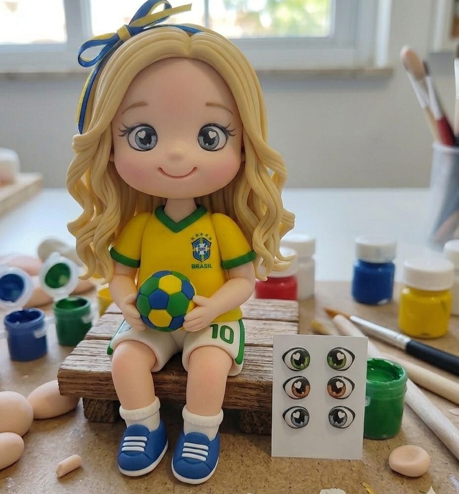 Júlia PP - Olhinho Resinado -  36 Pares . Biscuit, EVA, Gesso, Papel.
